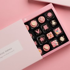 24구 수제 초콜릿 만들기 DIY 선물 세트 발렌타인데이 화이트데이 다크 밀크 화이트 딸기, 5개, 핑크 24구 수제초콜릿만들기