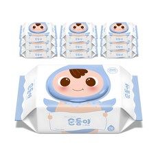 순둥이 오리지널 플러스 엘블루 아기물티슈 캡형 75평량, 75g, 70매, 10세트 70매, 10팩