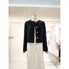 ZOOC 쥬크 V241MSF909 노카라 아웃포켓 트위드 자켓 BK