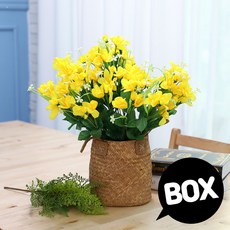 BOX판매 후리지아 12개 성묘 산소 꽃 납골당 조화, 옐로우