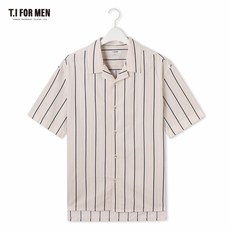 티아이포맨 코튼 스트라이프 헨리넥 반팔셔츠 M184MSH449M1BE5_C4R9