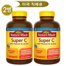 네이처메이드 수퍼C 비타민D 아연 Nature Made Super C with Vitamin D3 & Zinc 200정, 2개