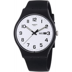 Swatch 클래식 쿼츠 실리콘 스트랩 블랙 20 캐주얼 시계 (모델 : SUOB705)