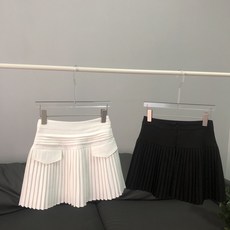 ​플리츠 주름 여성 테니스치마 골프웨어 스커트 속바지 라운딩 빅사이즈 블랙 포켓 화이트 흰색 필드룩