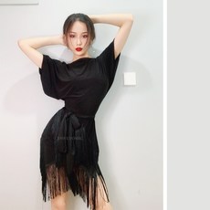 라틴 댄스 의상 여성 성인 연습 라틴 볼룸 댄스 드레스 프린지 라틴 스커트 L286, 한 사이즈