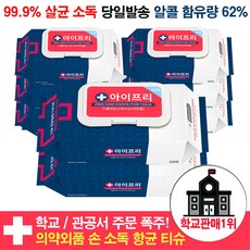 아이프리 더클린 살균 손소독티슈 캡형 50매, 5팩