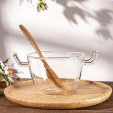 투명 내열 유리 그릭요거트볼 샐러드 시리얼 화채 팥빙수 볼 2type, A타입 (둥근바닥)
