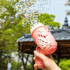 가벼운 아기 어린이 자동 비누방울건 풍성한 버블비 버블건 피크닉 비눗방울총 산책, 블루 - 비누방울총