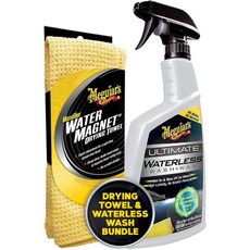Meguiars 자동차 물왁스 코팅제 광택제 메기아의 궁극의 워터리스 워시 앤 왁스 워터 마그넷 극세사 건조 타월 번들 Q1304027, Drying Towel Bundle, 1개