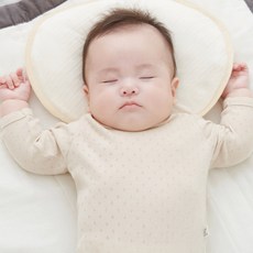 태열커버 증정 오가닉 신생아 짱구 아기 베개, 02.도트, 베이지, 1개