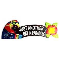 WorldBazzar Buffet Parrot in Paradise Cocktail 손으로 조각 한 칵테일 음료 해변 서핑 보드 로고, 본상품