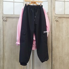 이힝 글로우 카고 밴딩 배기 트레이닝 조거팬츠