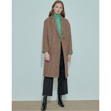 바네사브루노 아떼 20FW [페루 소재] 브라운 베이비알파카 소재 체크코트 VLCO0D417W2