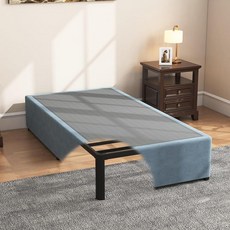 Seiugaga 패브릭 커버가 있는 41cm(16인치) 트윈 침대 프레임 - 필요한 튼튼한 금속 플랫폼 침대 프레임 트윈 사이즈 더블 기본 스틸 슬레이트 플랫폼 아래 공간, 40.6 cm, Twin