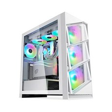 Segotep T3 검정색 미드 타워 ATX 게이밍 PC 케이스ARGB 및 PWM 팬 포함 상단 측면 360mm 라디에이터 지원 스냅온 개폐 전면 패널 TypeC I/O 포트 도구, White