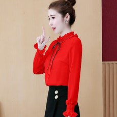 레이스블라우스 베이비카라 레이스 상의 여성