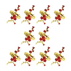 10pcs 냅킨 링 크리스탈 매화 벚꽃 냅킨 걸쇠 결혼식 파티 저녁 크리스마스 휴일 장식 - 골드, 하나, 보여진 바와 같이 - 벚꽃골드바