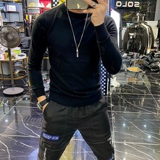 남성 가을 철탑 뜨겁다 백조 속으로 들어가다 융털 캐쥬얼 스웨터망 레드 드랜드 슬림