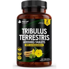 영국 뉴리프 프로덕트 NEW LEAF 트리뷸러스 남가새 6000mg with 아슈와간다, 6개, 120정