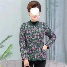 꽃무늬패딩 귀여운 여자 패턴 면누빔 아우터 점퍼 플라워 퀼팅 노카라 오버핏 엄마 겨울 자켓 퀄팅 깔깔이 일 여성 잠바 할머니
