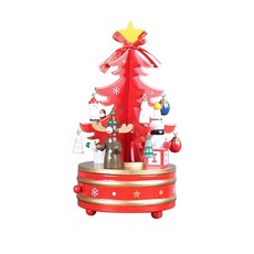 크리스마스 장식 크리스마스 하이 엔드 목조 회전 뮤직 박스 크리스마스 트리 모양 생일 파티 선물 어린이, 02 Red_01 CHINA