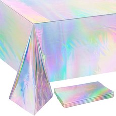 플라스틱 레이저 식탁보 홀로그램 호일 소녀 파티 웨딩 디스코 댄스 생일 휴일 인어 장식 4, MULTI, 1개