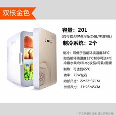 시약 보관 냉장고 휴대용 차량용 미니 냉장고 화장품 보관 가능, 20L 듀얼코어 골드(온도조절)