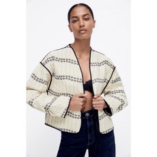 JINOUSHENG 자라 ZARA 가을겨울 여성 모던 패션 캐주얼 화이트 패딩 자카르 점퍼 02010722064