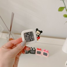 야야랜드 미니온습도계 캐릭터 미키 미니 크레 파충류 도마뱀 리본 습도계 온도계, 화이트 미키, 1개