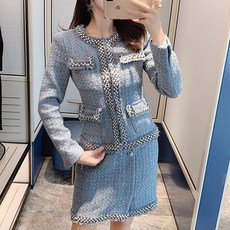미니 셋업 치마 투수영복 모직 여성의류 가을옷 직업 겨울 셀럽
