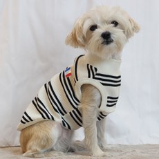 도기스타 소형견 중형견 대형견 민소매 명품 강아지 티셔츠, 아이보리바탕