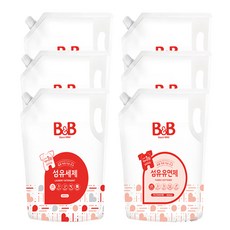 비앤비 세제 캡리필 1800ml 3개 + 유연제(자스민) 묶음구성, 6개