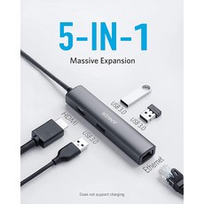앤커 유에스비 허브 Anker USB C Hub 5-in-1 USB허브, 블랙