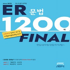 NSB9791197084058 새책-스테이책터 [ER 문법 1200제 Final] ---리얼북-김선웅 지음-대학편입-20220120 출간-판형 188x2, ER 문법 1200제 Final, ER 문법 1200제 Final