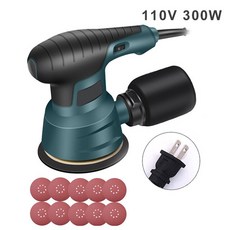 전기 샌딩기 기계 랜덤 궤도 연마기 110V 및 220V 가변 속도 125mm 사포 자동차 300W, 04 US with Sandpaper