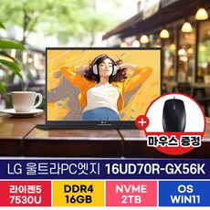 LG 울트라PC 16UD70R-GX56K 윈도우11 노트북, WIN11 Home, 16GB, 2TB, 라이젠5, 블랙