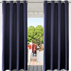 Privive Patio Privacy Outdoor Curtains - Water insecticide Rusty anti-ra (52"W X 108" L Dark Blue)