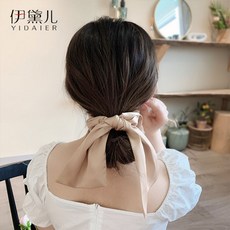 others 이 데 아 프 렌치 빈 티 지 리본 헤어밴드 대장 권 심 플 한 무드 머리 끈 여자 묶음 포 니 테 일 헤 어 밴드 겸용 베이지 F17