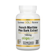 California Gold Nutrition 프랑스산 해송 껍질 추출물 Oligopin 항산화 폴리페놀 100mg 베지 캡슐 180정