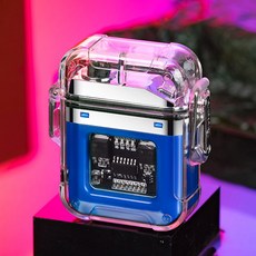 감성 투명 아크 전기 라이터 LED 플라즈마 캠핑 랜턴 겸용 C타입 USB 충전식 미니 방수 스파크 라이타 조명, R99567L(블루, 1개, 블루