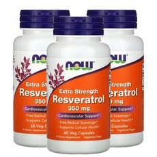 나우푸드 레스베라트롤 엑스트라 스트렝스 Resveratol 350mg 60캡슐 3병, 3개, 60정
