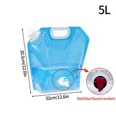 (썬그라스및모자_ 캠핑 워터 가방 야외 하이킹 접이식 물통 수도꼭지 8L 대용량 물 컨테이너 용품 кемпинг, Blue 5L