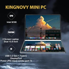 Kingnovy L13 12 세대 인텔 N100 2 스크린 노트북 듀얼 135 인치 25K 터치 IPS 16G DDR5 윈도우 11 요가 태블릿 PC in 1