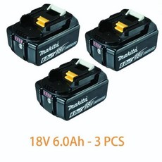 마키타 오리지널 리튬 이온 충전식 배터리 드릴 교체 배터리 BL1860 BL1830 BL1850 BL1860B 18V 600, [03] 6.0AH-3PCS, 03 6.0AH-3PCS