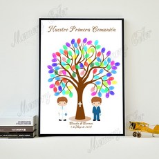 맞춤형 테마 이름 날짜 primera comunion 지문 방명록 소년 소녀 holy first communion party decor