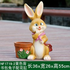 장식인형 화원 소품 애니메이션 애니멀 토끼 야외 정원 풍경 조소품 별장 마당작은구역 장식품, T20-NF1719-2노란색 가방을 메다.토끼 꽃포함 항아리