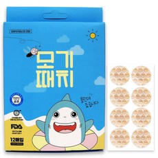 모기때치 어린이 성인 유아 모기물림 벌레물림 스티커 모기패치, 12개입, 1개