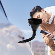 인터쇼퍼 손잡이 달린 자바라형 깔대기 엔진오일교환, 1개, 블랙