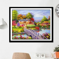 따뜻한 전통 풍경 전체보석십자수 집에서하는취미(사은품 증정), 40x50cm, 겨울(H)