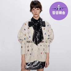 ZARA 브이넥 꽃 자수 스웨터 니트 가디건